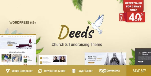 Deeds - Best Responsive Nonprofit Church WordPress Theme