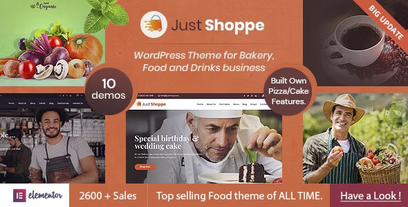 Justshoppe - Elementor Cake Bakery WordPress Theme