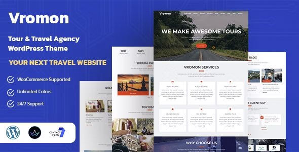 Vromon - Tour & Travel Agency WordPress Theme