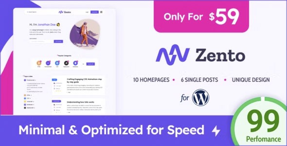 Zento - Modern & Lightweight Blog for WordPress