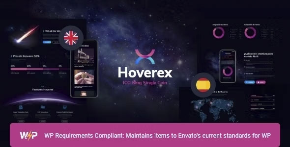 Hoverex - Cryptocurrency & ICO WordPress Theme + Spanish