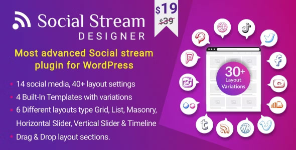 Social Stream Designer - Instagram Facebook Twitter Feed - Social media Feed Grid Gallery Plugin