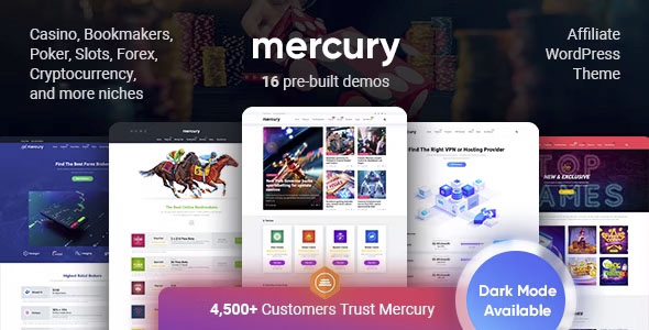 Mercury - Gambling & Casino Affiliate WordPress Theme. News & Reviews