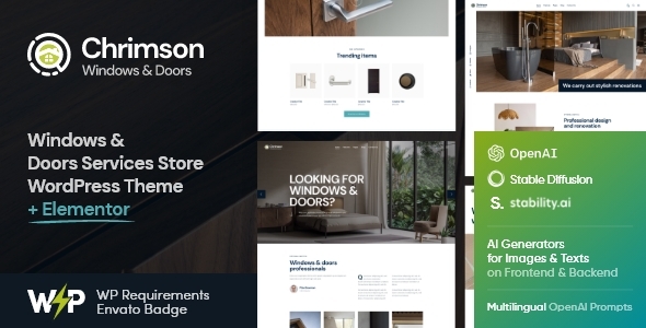 Chrimson - Windows & Doors Installation Services Store WordPress Theme + AI