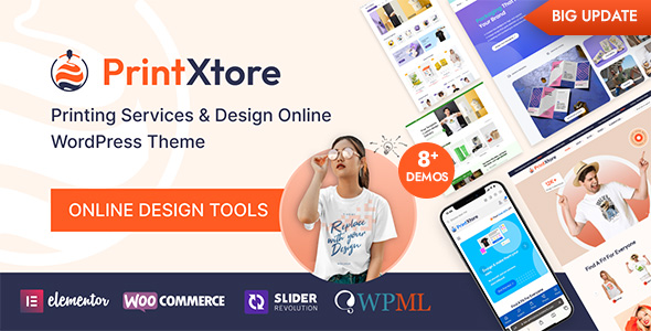 PrintXtore – Printing Services & Design Online WordPress WooCommerce Theme