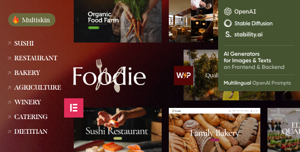 Foodie - Food & Wine Elementor Multiskin WordPress Theme