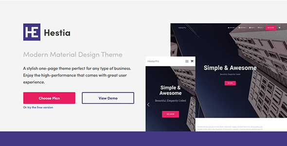 Hestia Pro - Sharp Material Design Theme For Startups